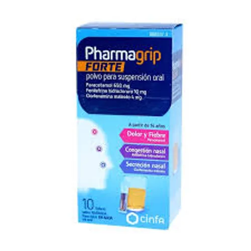 Pharmagrip forte 10 sobres polvo para suspension oral