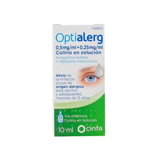 Optialerg 5 mg/ml + 0,25 mg/ml colirio en solucion 1 frasco 10 ml