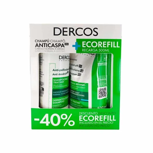 Vichy Dercos Champú DS Anticaspa Normal/Graso 390ml+500ml