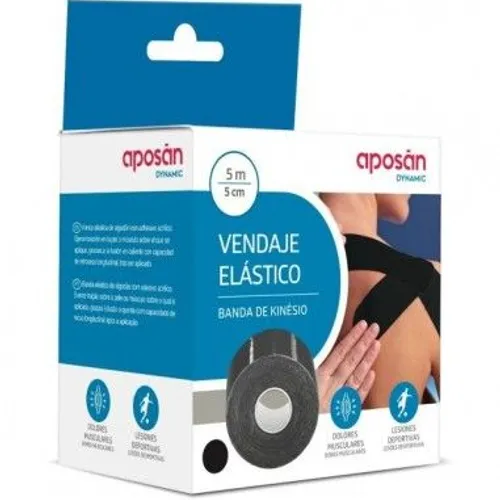 Vendaje elástico Aposán color negro 5 m x 5 cm