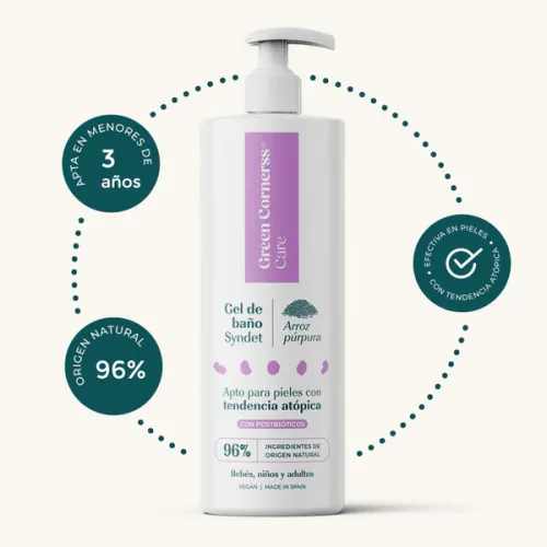 Gel de baño de arroz púrpura apto para piel atópica Green Cornerss 400 ml