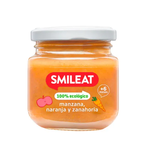 Smileat Tarrito Manzana, naranja y zanahoria 130 g
