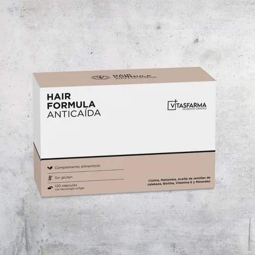 Hair fórmula anticaída 120 cápsulas con tecnología softgel Vitasfarma Roberto Gimeno