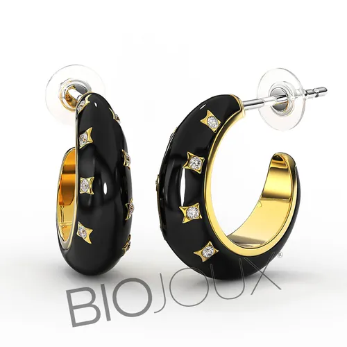 Biojoux Pendiente Bertha Negro 16mm