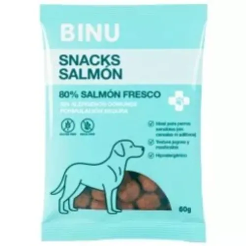 Binu Snacks de Salmón para Perros | Snack Natural Hipoalergénico
