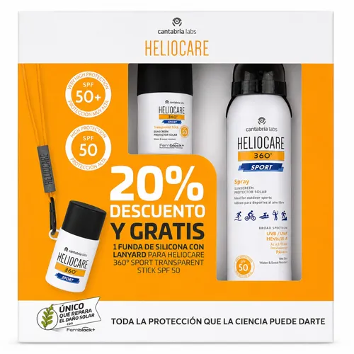 Heliocare 360º Sport Spray SPF 50+ + Stick Transparente SPF 50+ Pack Promocional