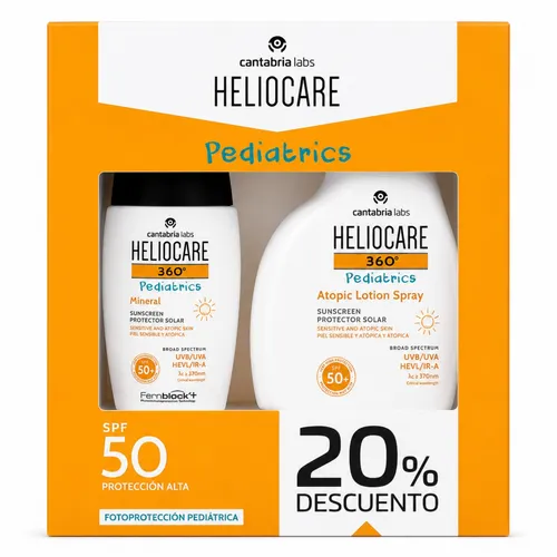 Heliocare 360º Pediatrics Mineral SPF 50+ + Atopic Lotion Spray SPF 50+ Pack Infantil