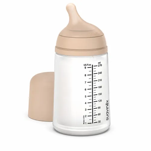 Biberón Anticólico Tetina de Silicona Suavinex +3 Meses 270 ml Talla M Caramel