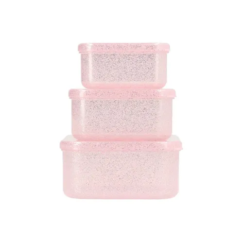 3 Cajas Almuerzo Glitter Pink