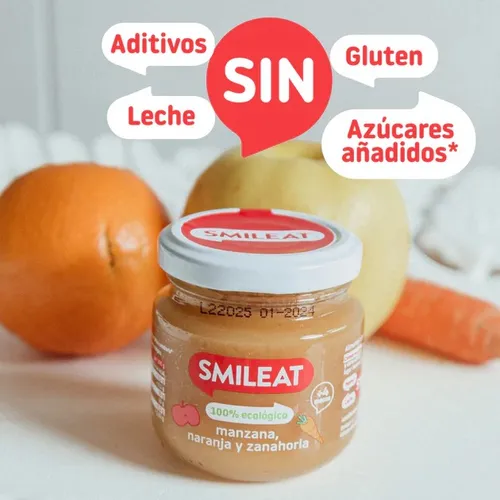 Smileat Tarrito Manzana, naranja y zanahoria 130 g