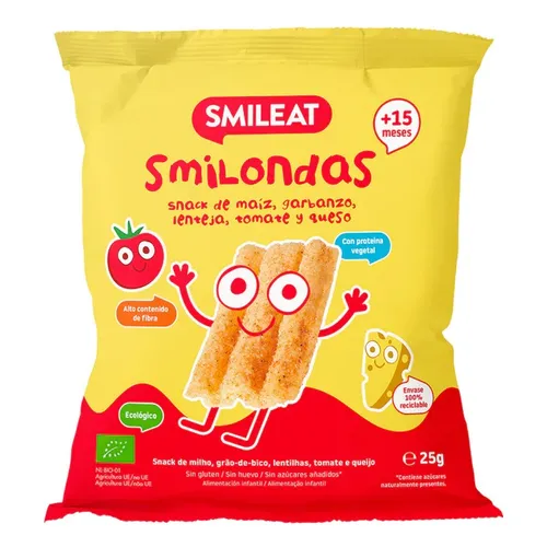 Smileat Smilondas de maíz, garbanzo, lenteja, tomate y queso 25 g