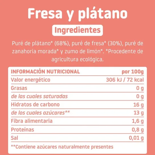 Smileat Pouch de Fresa y plátano 100 g