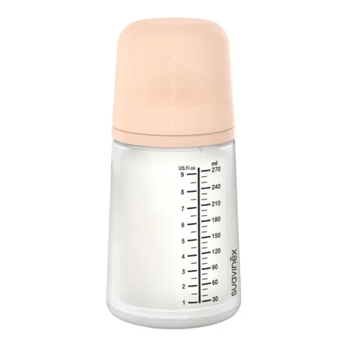 Suavinex Zero.Zero Biberón Anticólico 270ml +3 meses Tetina Flujo Medio (M) Color Fair