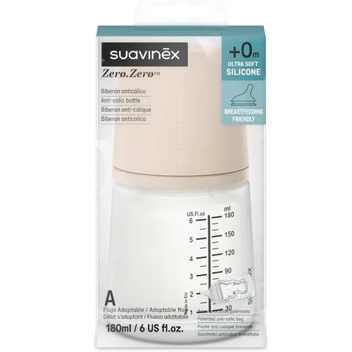 Suavinex zero-zero biberon  adaptable + 0 meses 1 envase 180 ml light sand