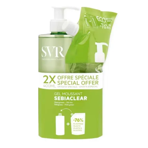 SVR Sebiaclear Gel Moussant + Ecorecarga 2x400ml