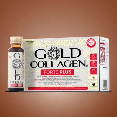 GOLD COLLAGEN FORTE PLUS  10 FRASCOS 50 ML SABOR MELOCOTON Y LICHI