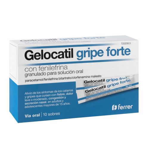 Gelocatil gripe forte con fenilefrina 10 sobres granulado para solucion oral