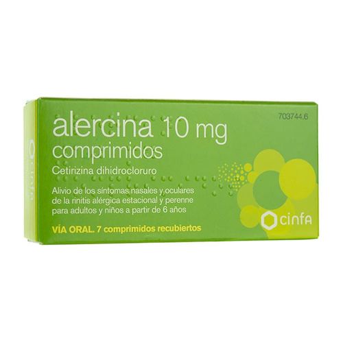 Alercina 10 mg 7 comprimidos recubiertos
