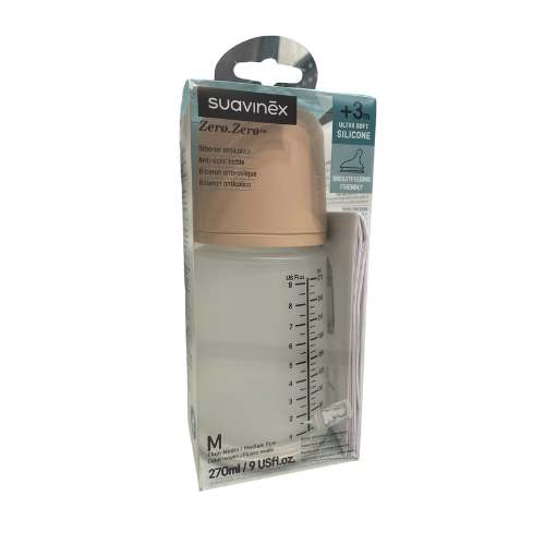 Biberon anticolico t silicona suavinex + 3 meses 1 envase 270 ml talla m light sand