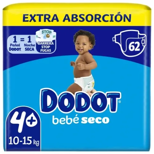Pañales Dodot bebé seco T4 10-15 kg 62 unidades