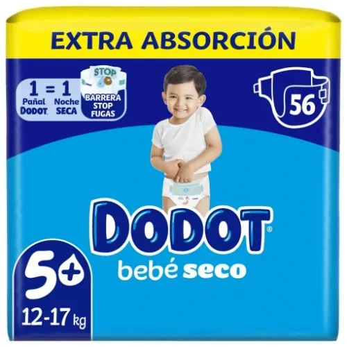 Pañales Dodot bebé seco T5 12-17 kg 56 unidades