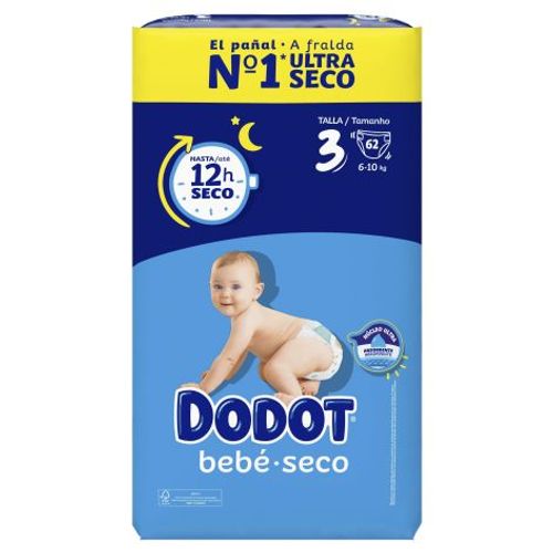 Pañales Dodot bebé seco T3 6-10 kg 62 unidades