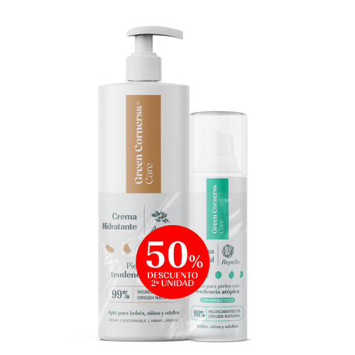Pack Crema facial + Crema hidratante 50% descuento Green Cornerss