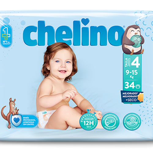 Chelino Pañal Inf T/4 9-15 Kg 34 Un