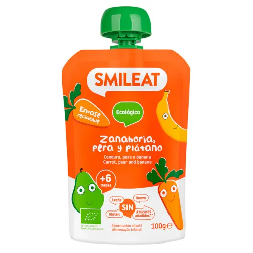 Smileat Pouch de Zanahoria, pera y plátano 100 g