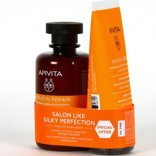 Apivita pack capilar keratin re (champu + acond)