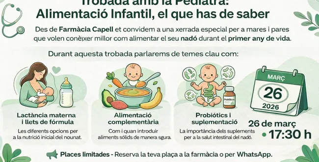 Encuentro con la Pediatra en Farm&agrave;cia Capell: Alimentaci&oacute;n Infantil, lo que debes saber
