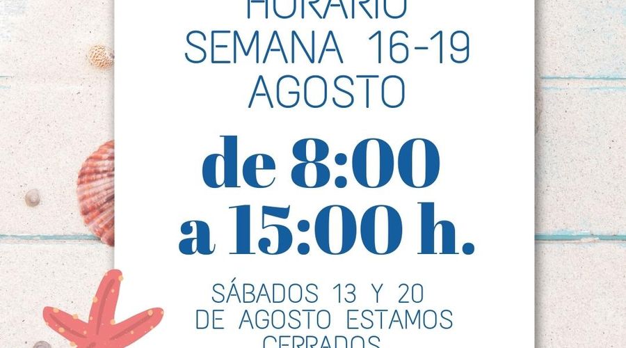 Horario del 16 al 19 de agosto
