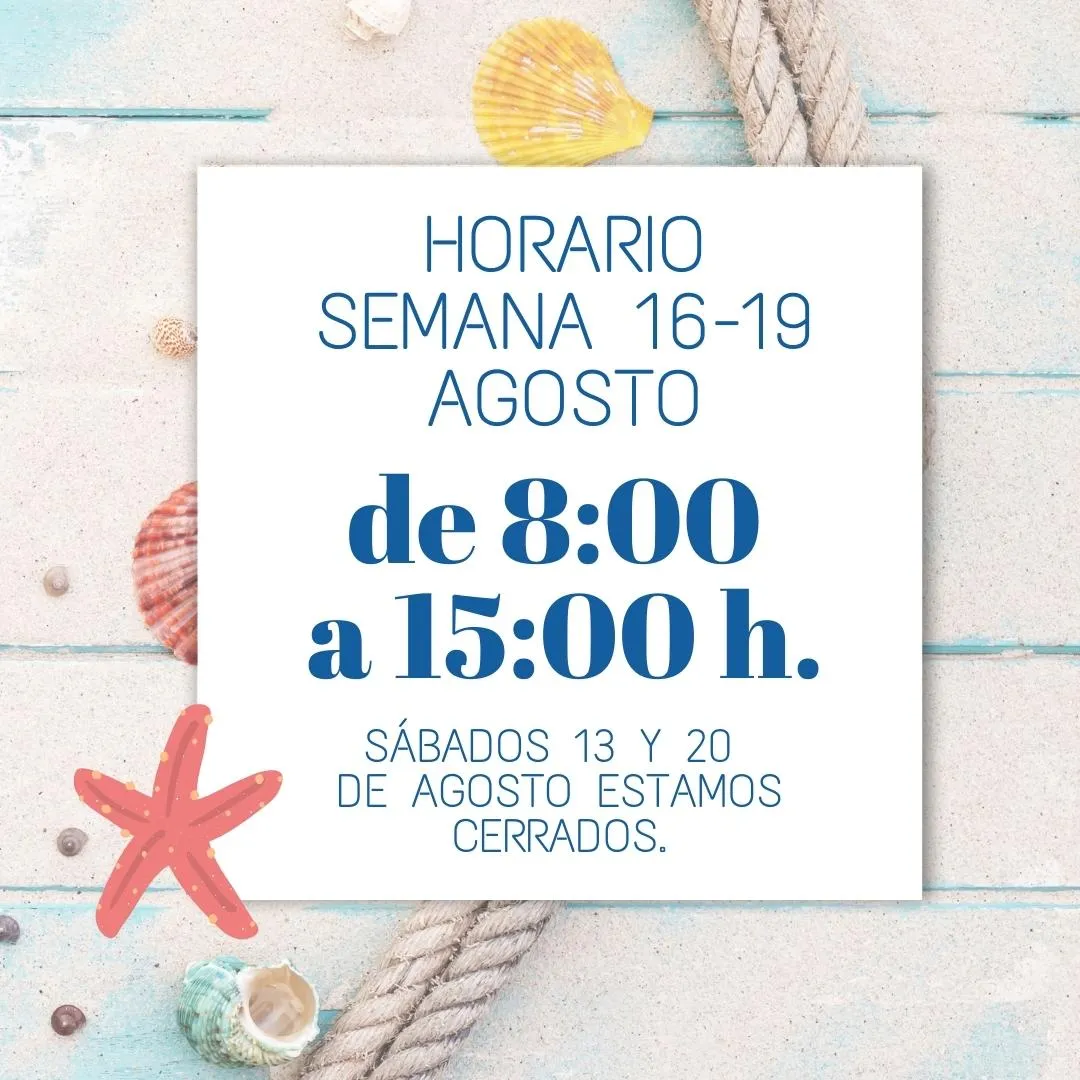 Horario del 16 al 19 de agosto