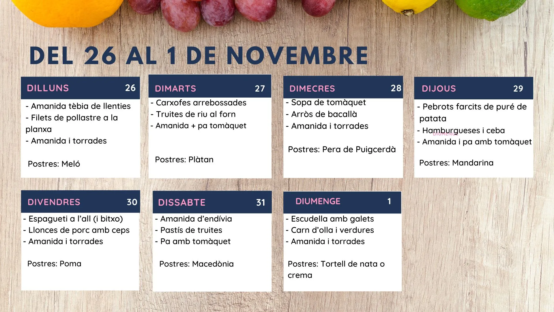 Menú setmanal