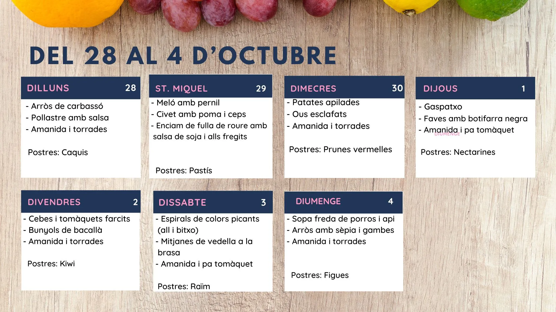 Menú setmanal